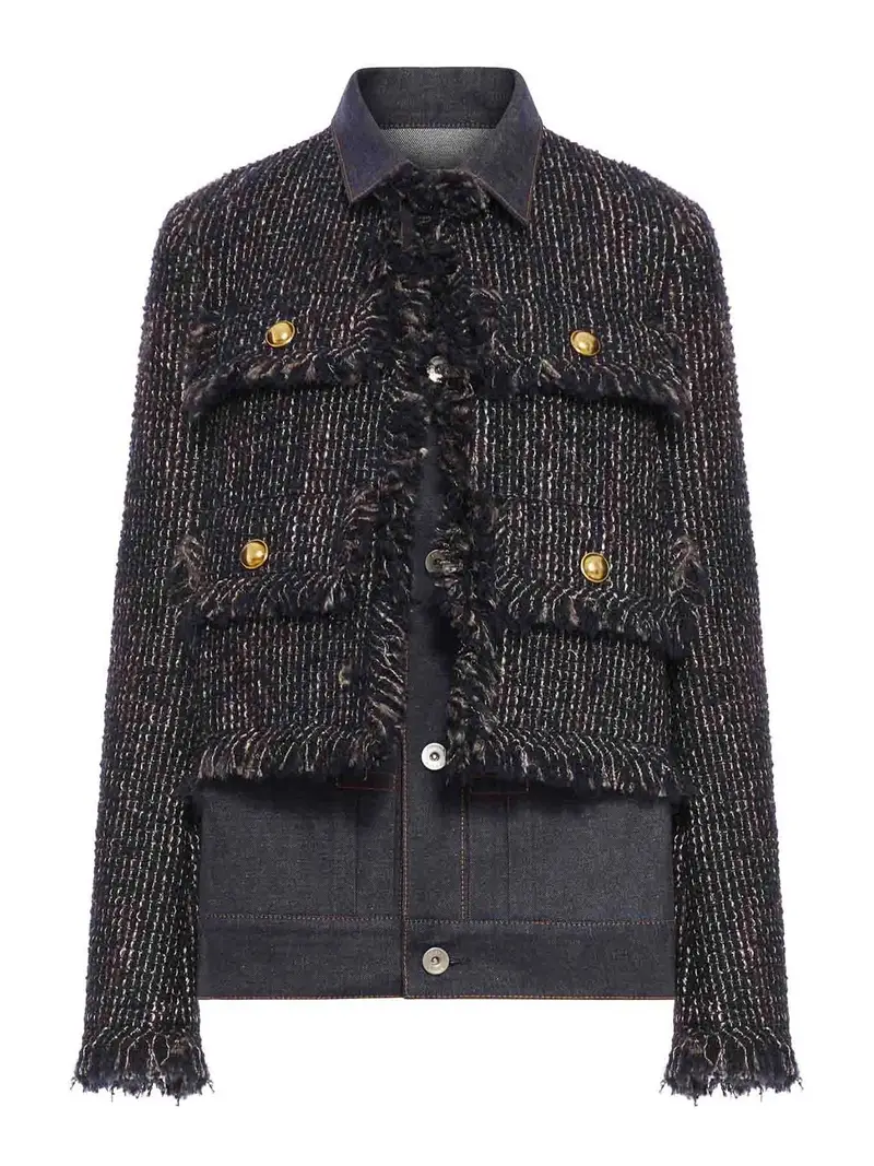 Giacca in tweed e denim Blu