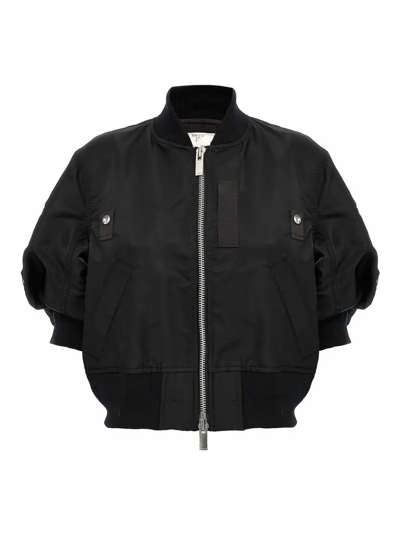 Giubbotto bomber con maniche a 3/4 Nero