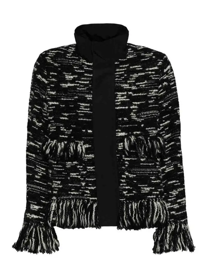 Giubbotto in tweed X grosgrain Nero