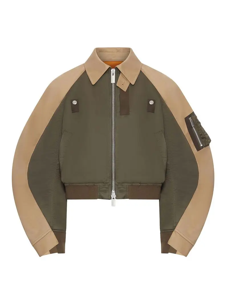 Giubbotto in twill di cotone chino x nylon Verde