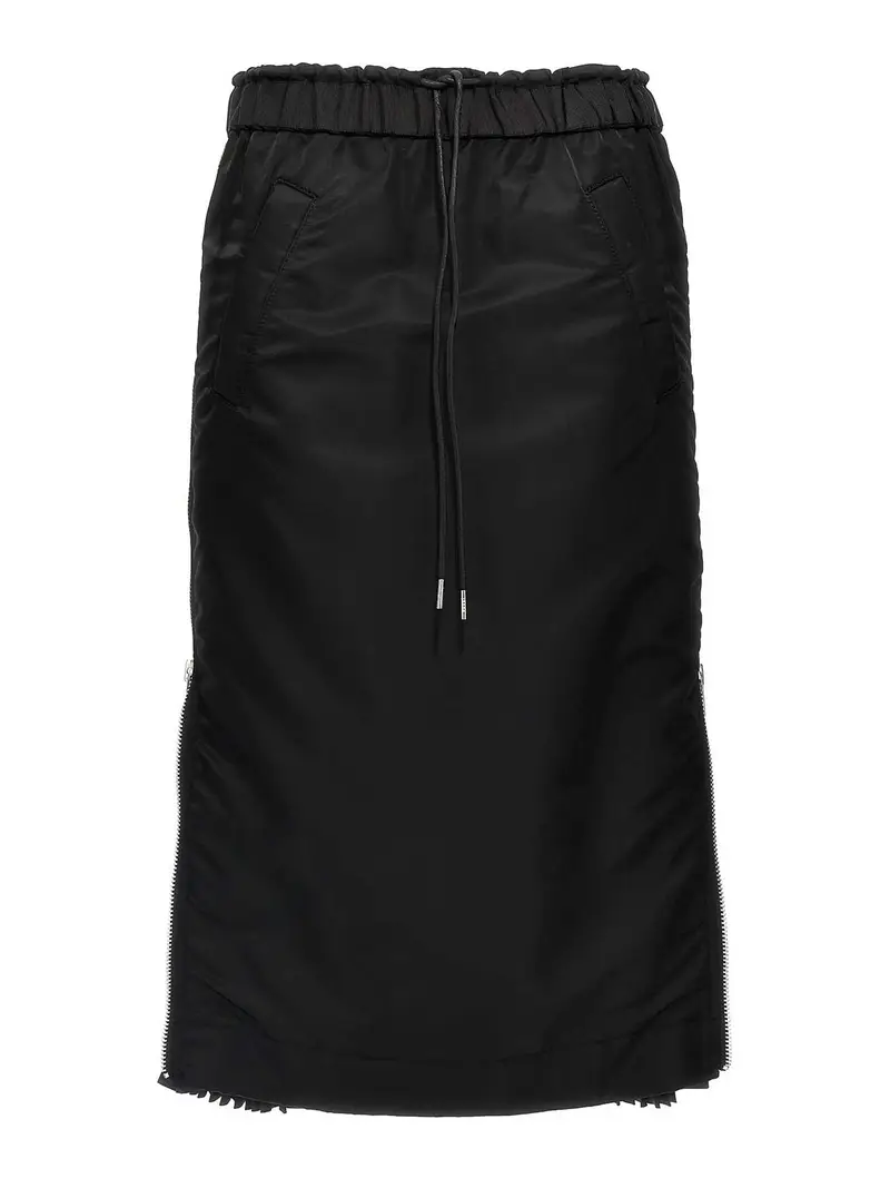 Gonna con inserto a pieghe Nero