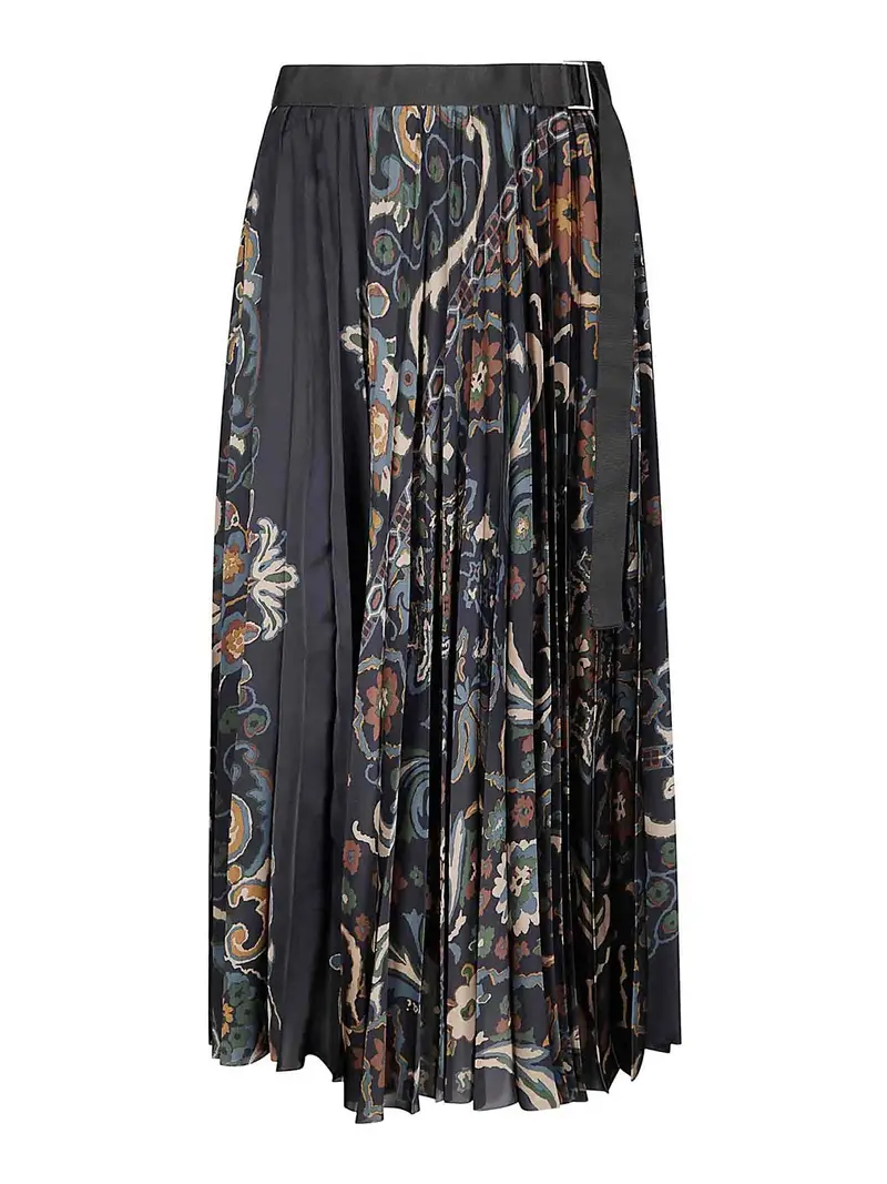 Gonna con stampa floreale Blu scuro