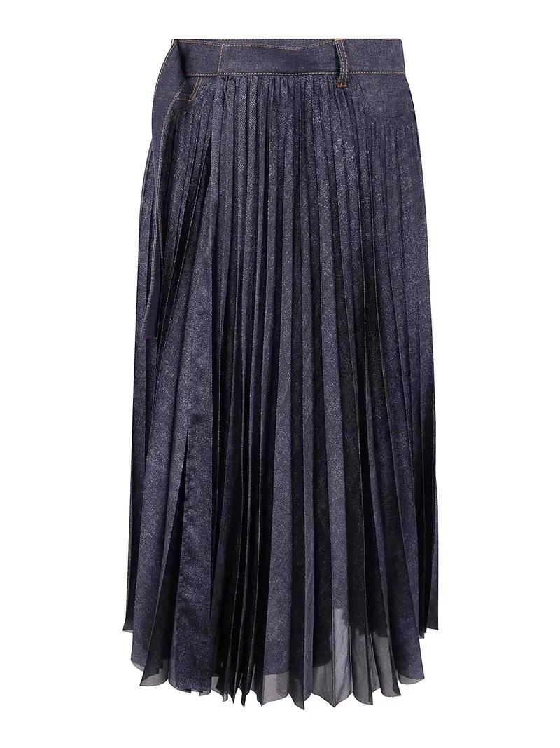 Gonna di mix di denim Blu