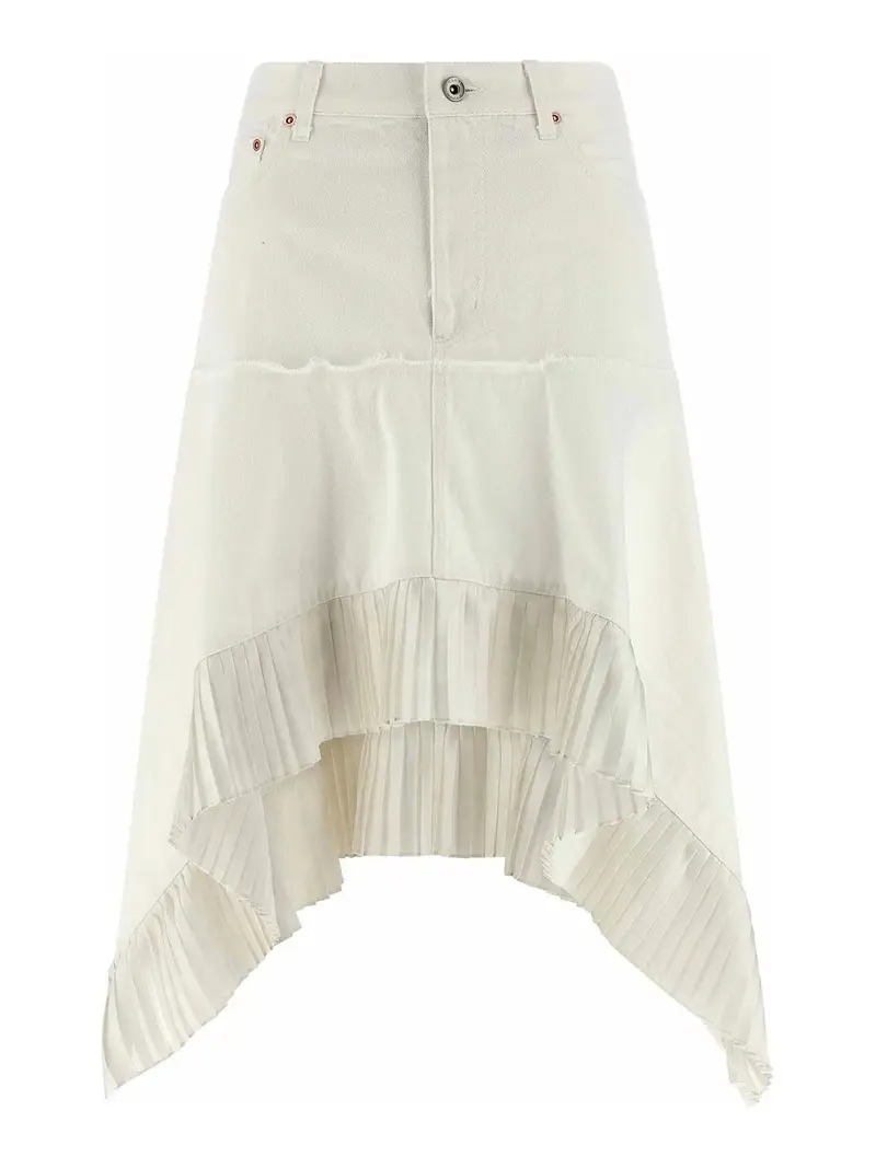 Gonna in denim satinato Bianco