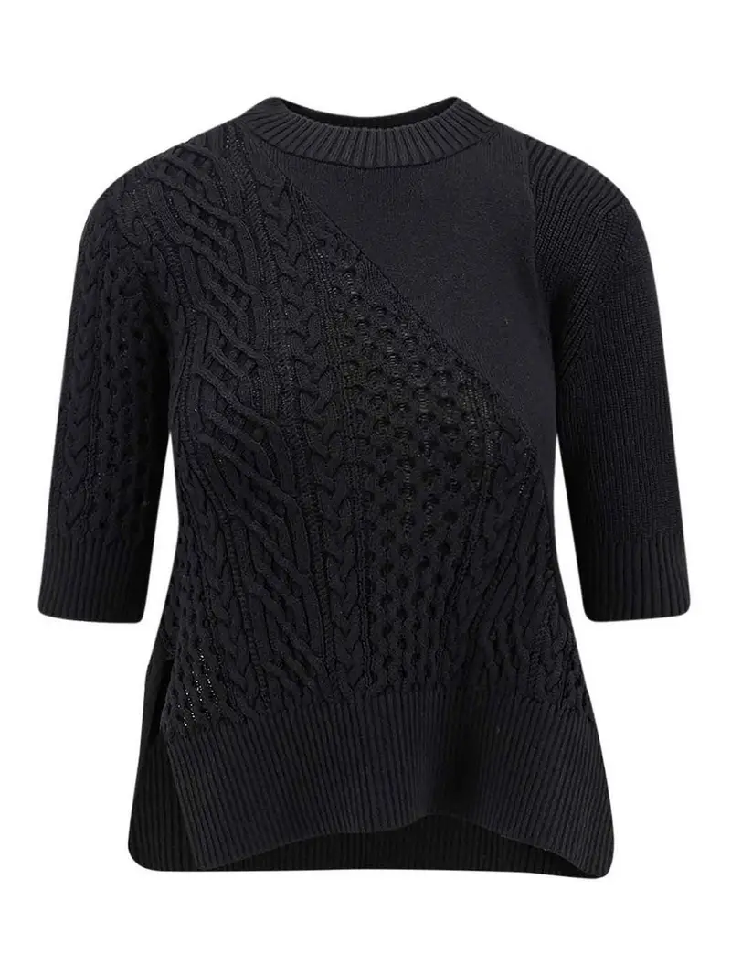 Maglia Asimmetrica In Misto Cotone Nero
