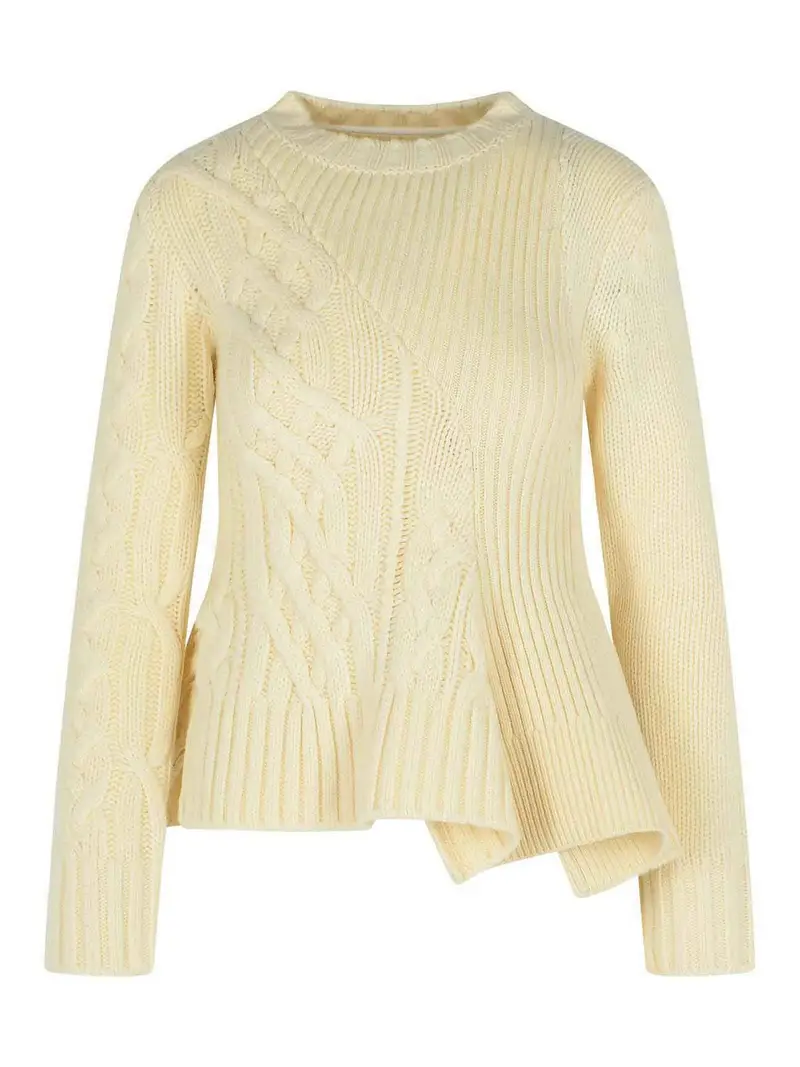 Maglione di lana in avorio Crema