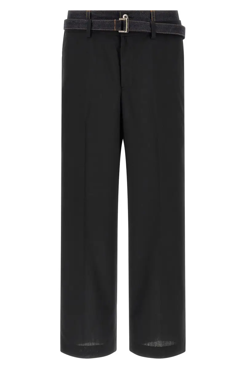 Pantalone Inserto Denim Nero