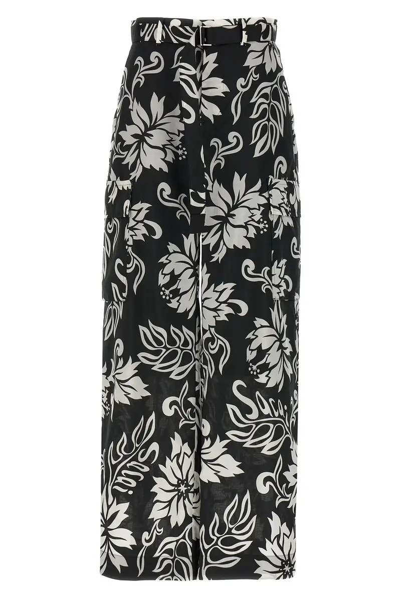 Pantalone Stampa Floreale Bianco