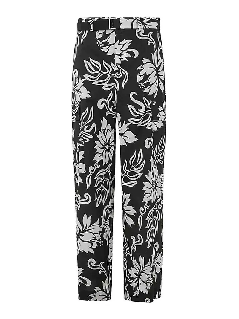 Pantaloni con stampa floreale Nero