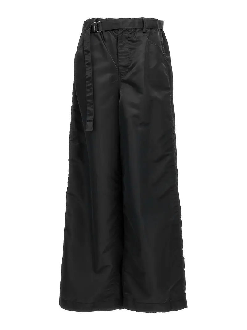Pantaloni in twill di nylon Nero
