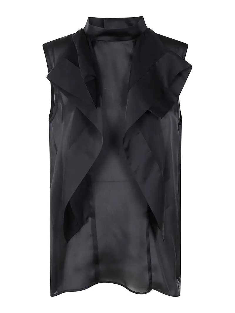 Pullover in chiffon raso x Nero