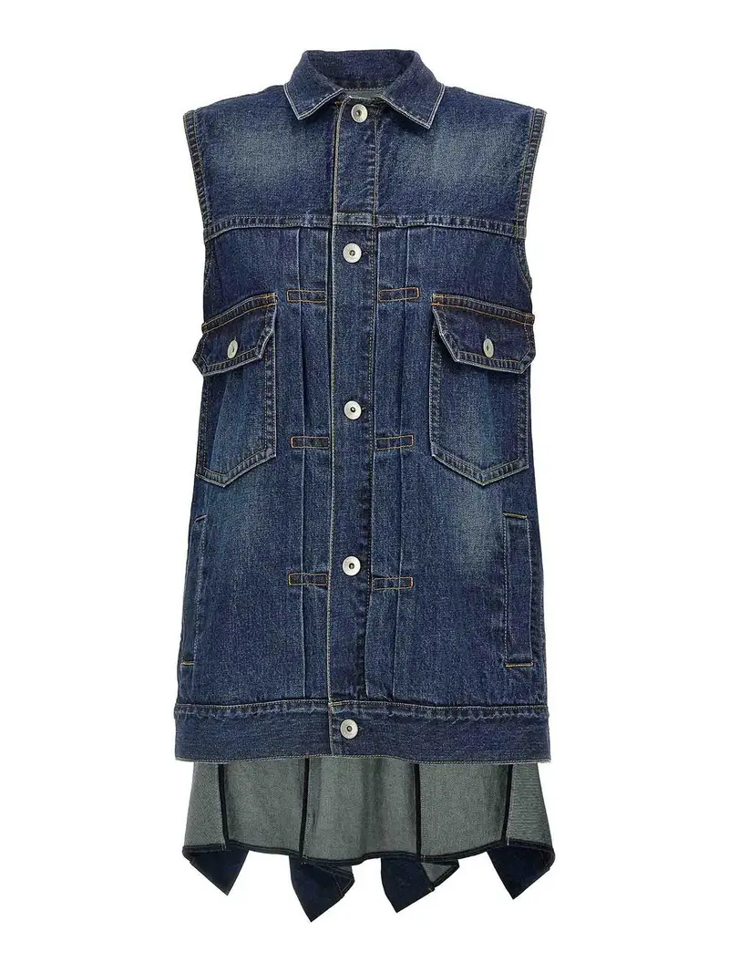 Vestito in denim arruffato Blu