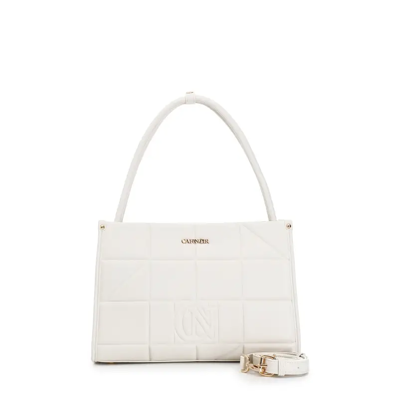 sacca con lavorazione a rilievo,effetto trapunta a motivo geometrico. panna