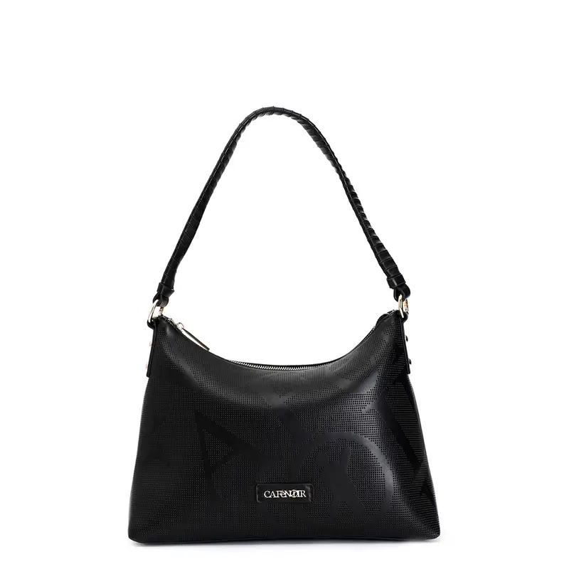 sacca con maxi logo laserato all over nero