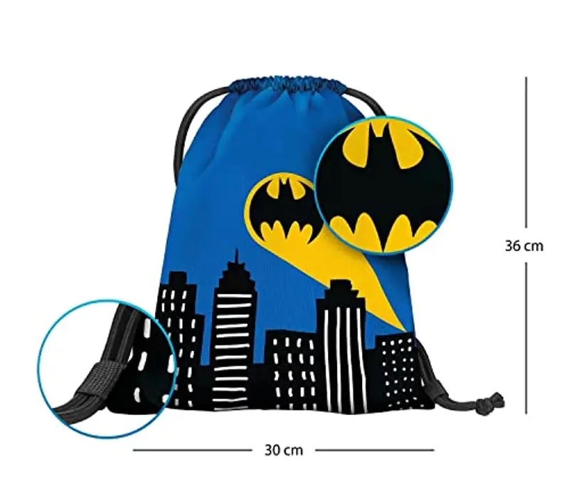 Sacca da ginnastica per asilo, borsa sportiva per ragazzi, ragazze, sacca sportiva per bambini, Batman Blu miniatura 3