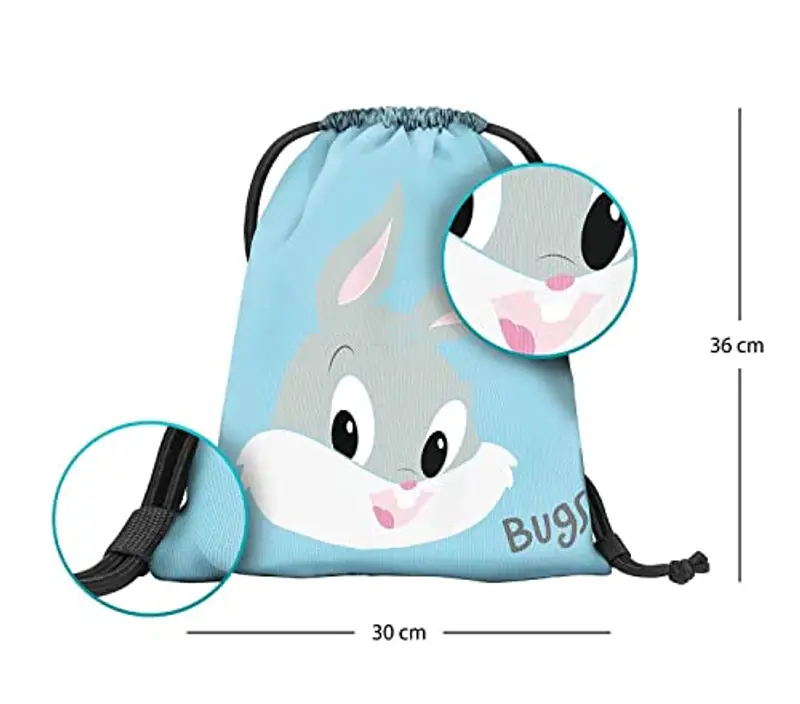 Sacca da ginnastica per asilo, borsa sportiva per ragazzi, ragazze, sacca sportiva per bambini, Bugs Bunny miniatura 3