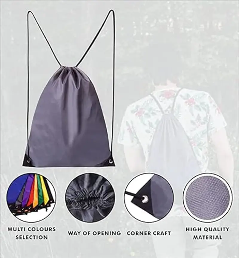 Sacca da palestra con coulisse, 2 pezzi e 1 sacca con cordoncino, zaino in polietilene per donne e uomini, borsa da miniatura 3