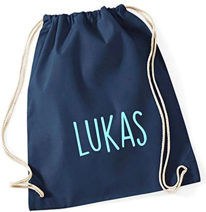 Sacca da palestra personalizzata con nome stampato | stampata con nome per ragazzi e ragazze | sacchetto di stoffa in diversi colori (blu scuro)