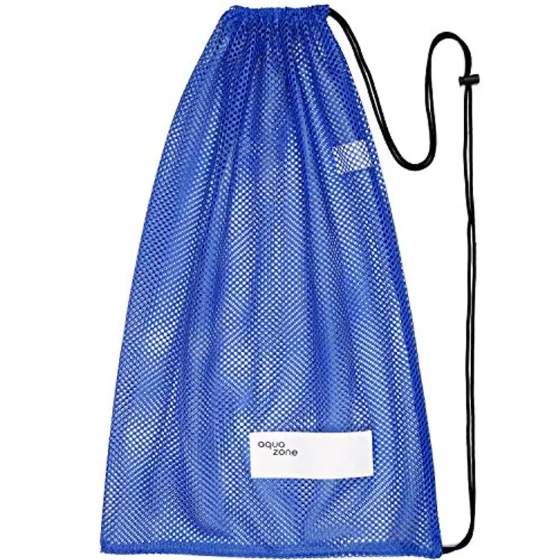 Sacca in rete con chiusura a cordoncino, per sport, spiaggia o da viaggio - blu - 18 inch wide and 31 inch Tall