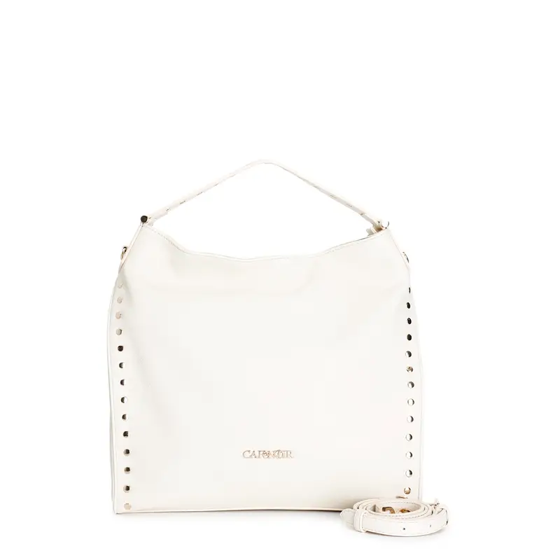 sacca morbida con applicazione rivetti e attacchi manico in metallo burro