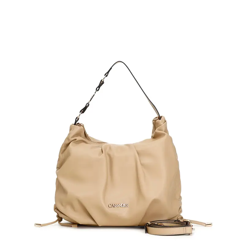 sacca morbida con coulisse laterali e accessorio cafènoir beige taglia unica