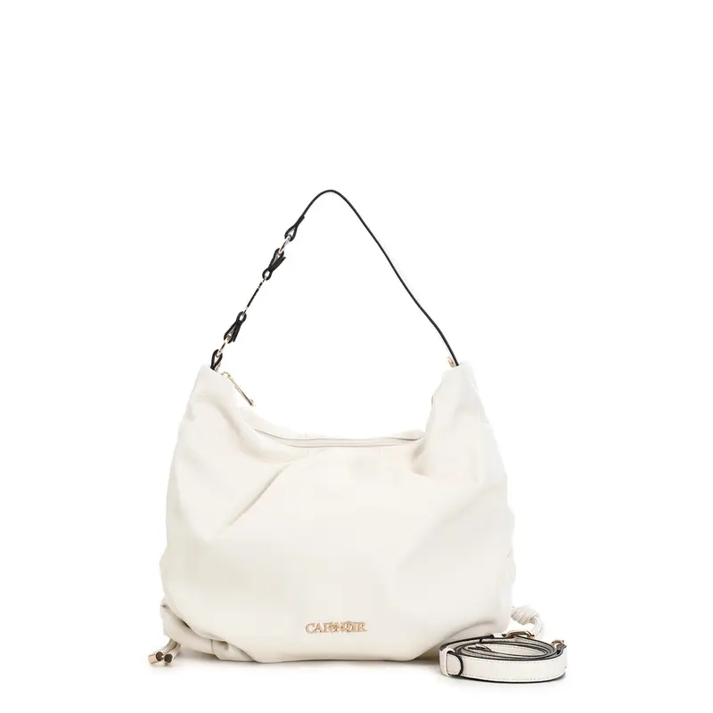 sacca morbida con coulisse laterali e accessorio cafènoir bianco