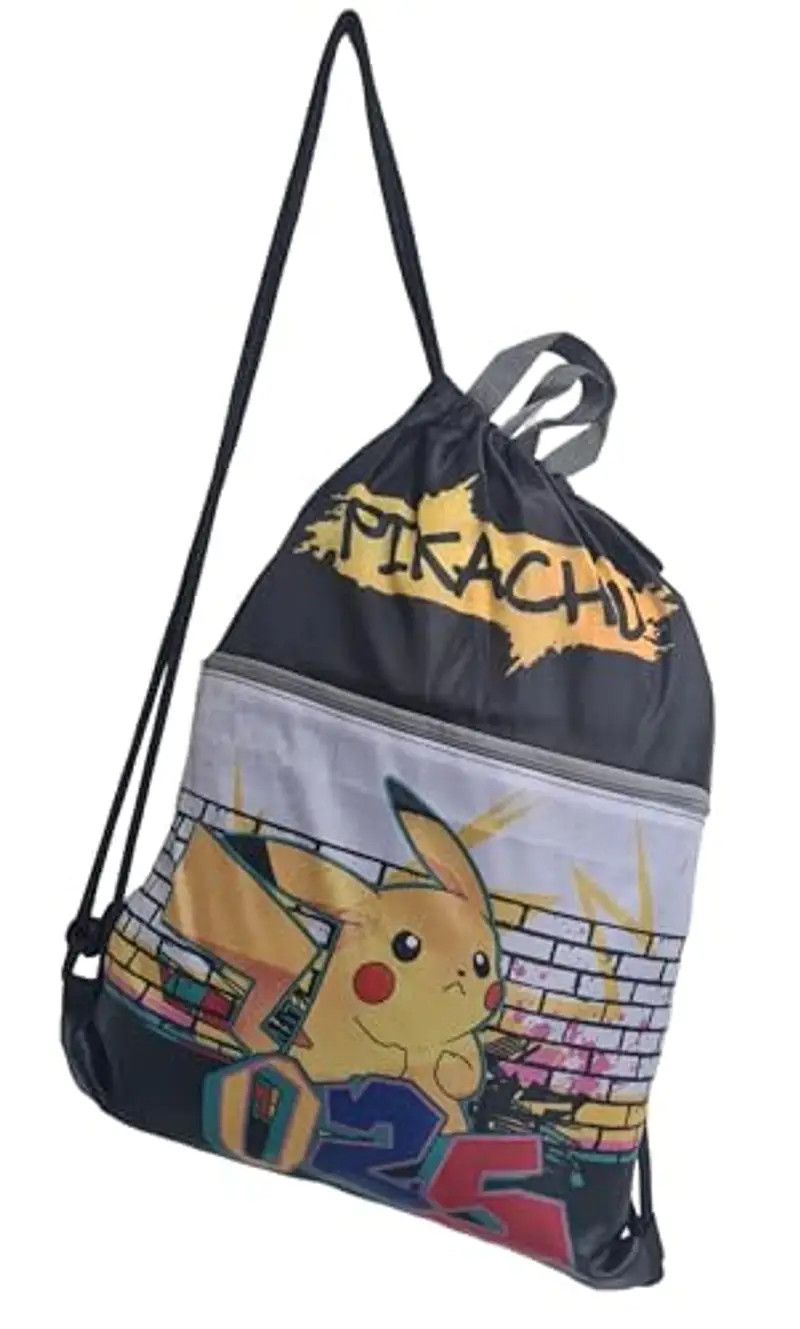 Sacca Sportiva con manici e tasca per Bambino, Borsa Coulisse Zaino per Asilo, Palestra, Piscina, Viaggio, Portascarpe (per POKEMON) miniatura 3