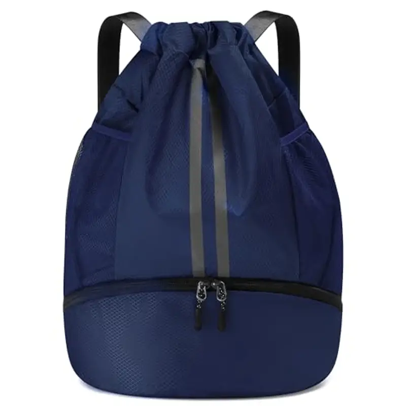 Sacca sportiva per uomini, donne e bambini, compartimento scarpe separato, design con cordino, sacca palestra con