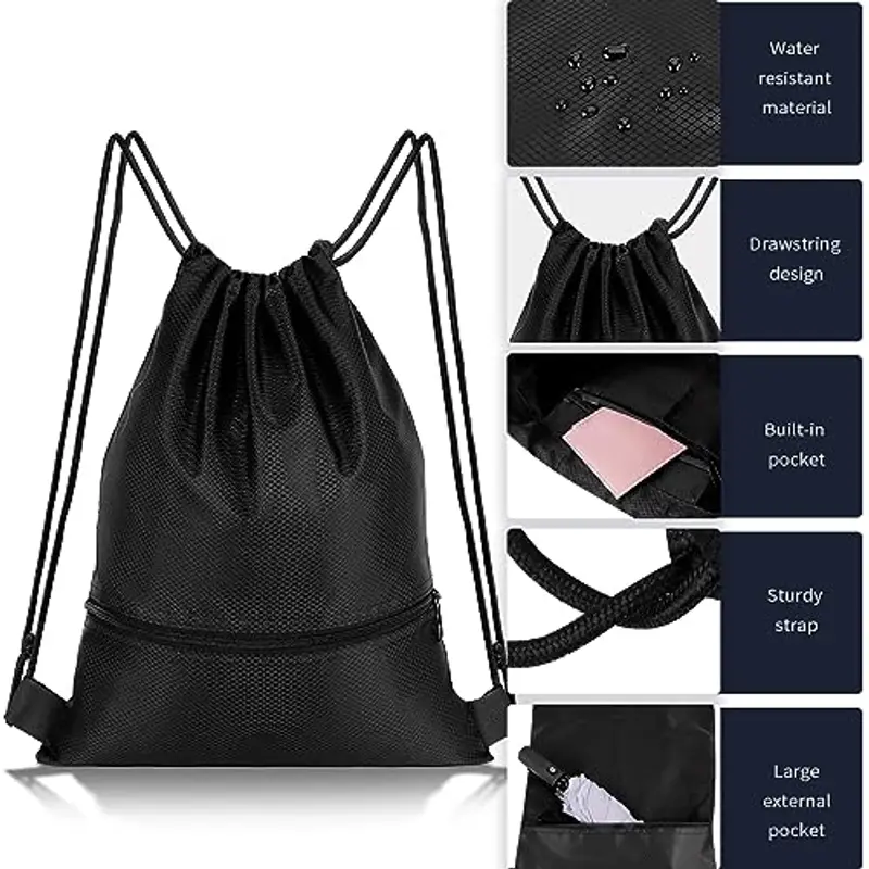 Sacca Sportiva Sacca Zaino Borsa Sportiva per Uomo Donna, Borsa con Coulisse Zaino Palestra Sacca Impermeabile per Viaggi Sportivi Scuola Spiaggia miniatura 3
