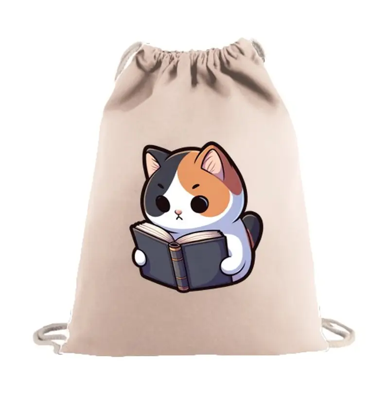 Sacca sportiva simpatico libro di lettura del gatto