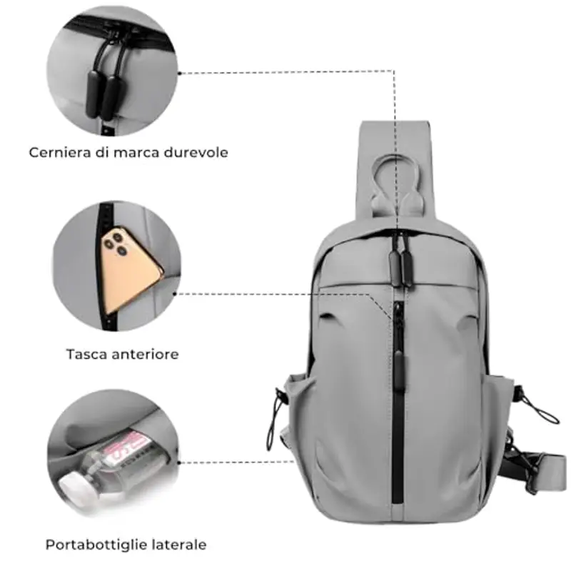 Generic Borsa a tracolla Uomo Grigio 1602717 miniatura 3