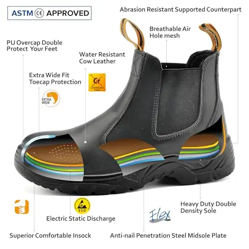 SAFETOE Slip Uomo Nero 3506110 miniatura 2