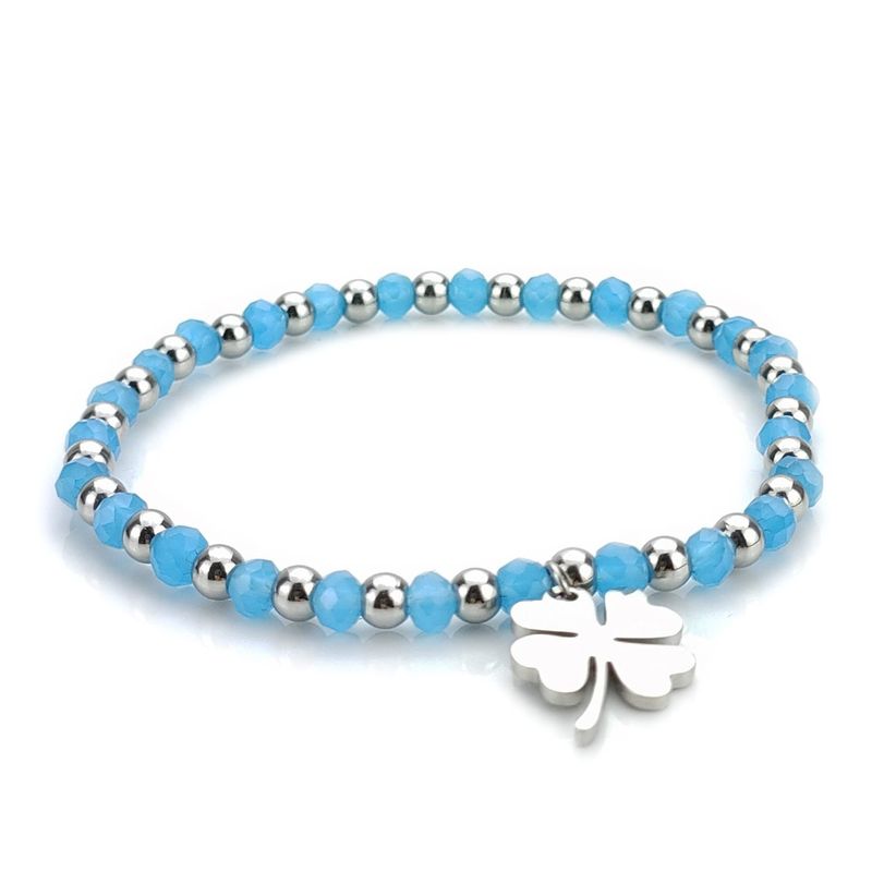 SAGA GIOIELLI® Bracciale Donna Cristalli Quadrifoglio Acciaio