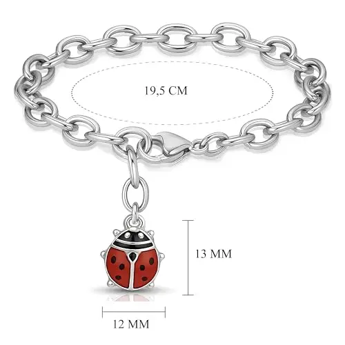 SAGA GIOIELLI® Bracciale Donna in Acciaio Portafortuna – Ciondolo a Scelta: Quadrifoglio, Coccinella o Ferro di Cavallo miniatura 3