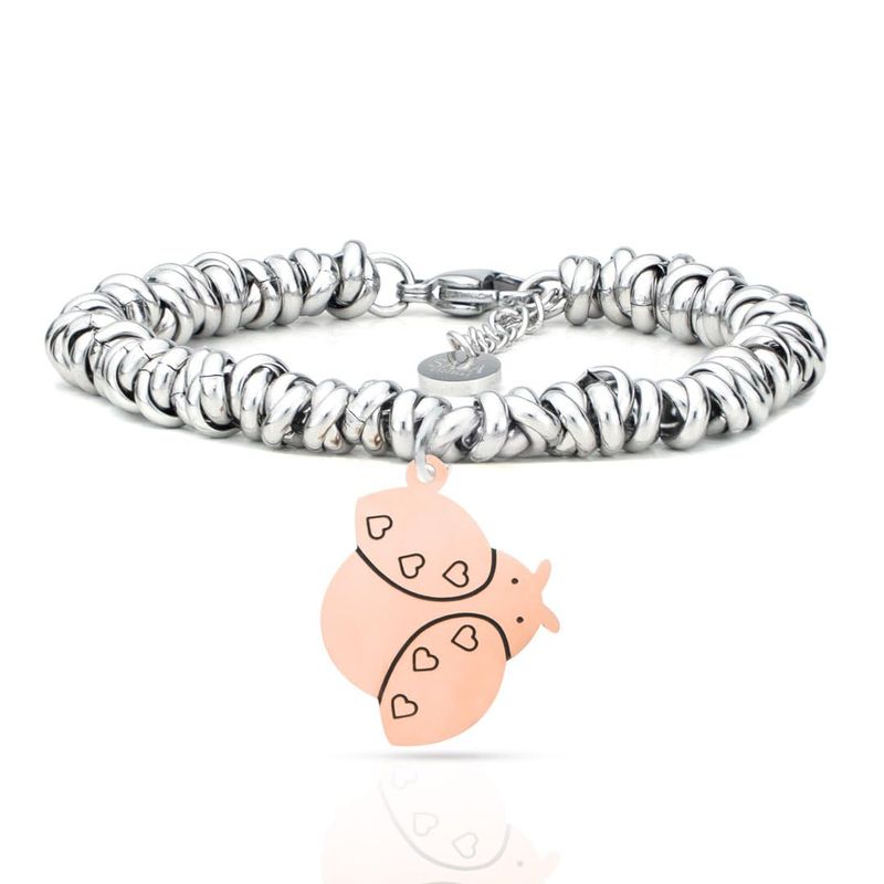 SAGA GIOIELLI® Bracciale Nodini Intrecciato Donna Incisione Cuore