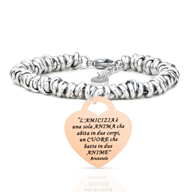 SAGA GIOIELLI® Bracciale Intrecciato Donna Incisione Cuore