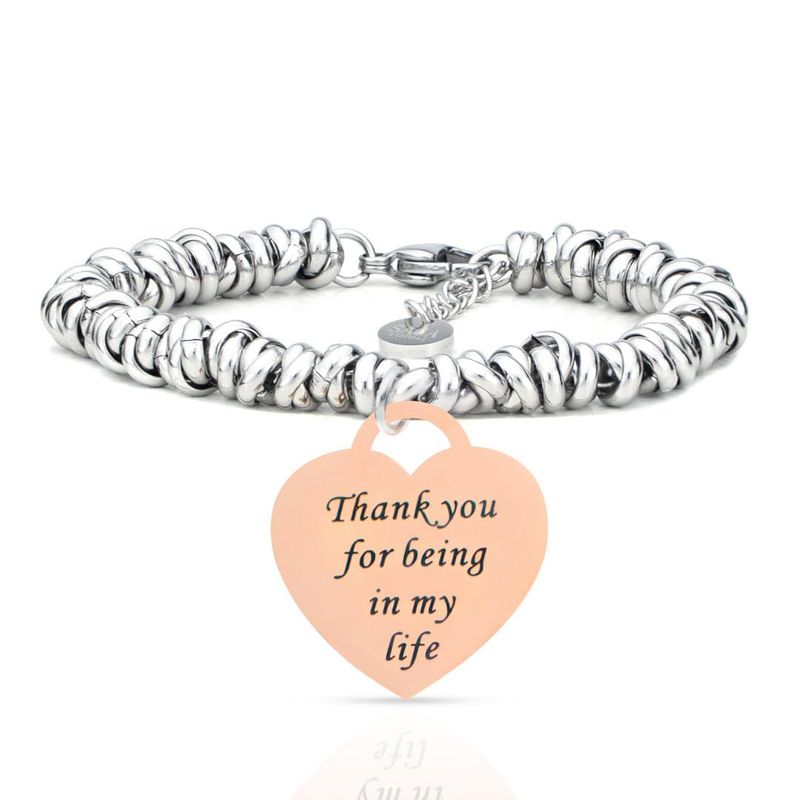 SAGA GIOIELLI Bracciale Nodini Intrecciato Donna Incisione Cuore