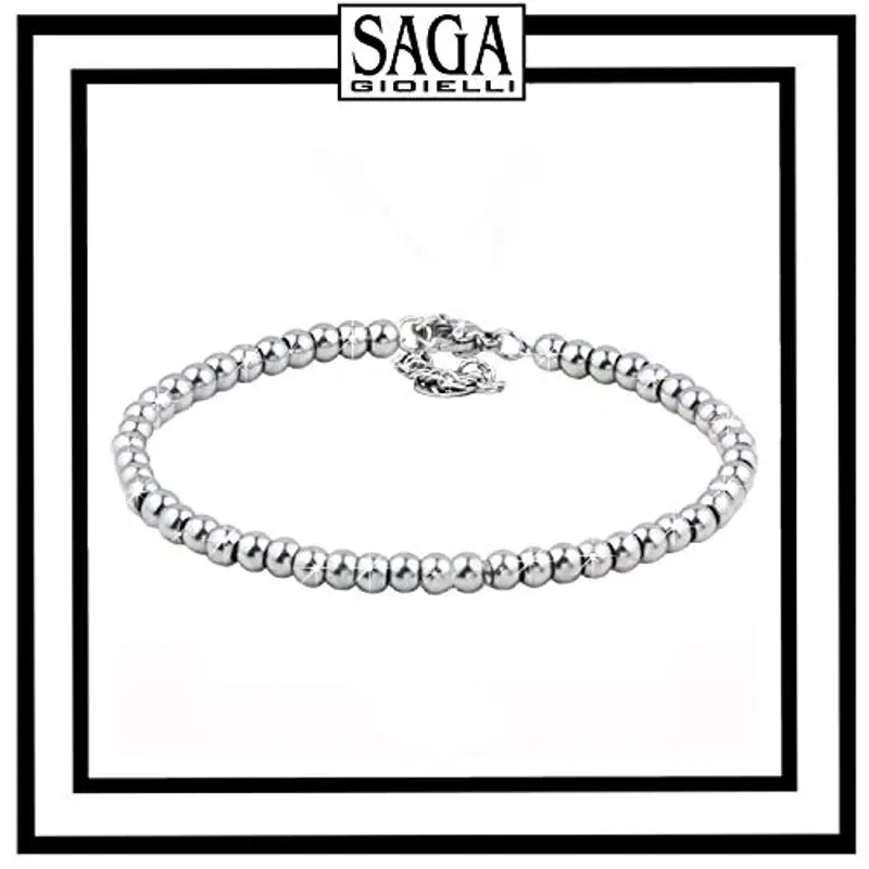 SAGA GIOIELLI® BRACCIALE SFERE ARGENTATE ACCIAIO 4 MM miniatura 2