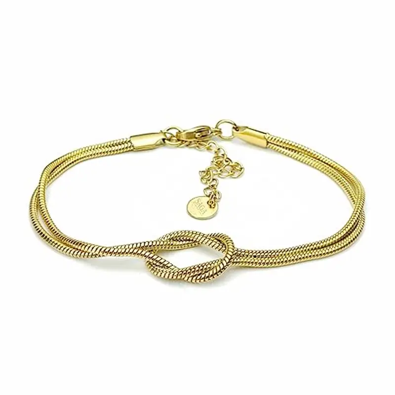 SAGA GIOIELLI® Bracciale Unisex Nodo Unione Mamma Papà Fidanzato Miglior Amica Acciaio (DORATO)