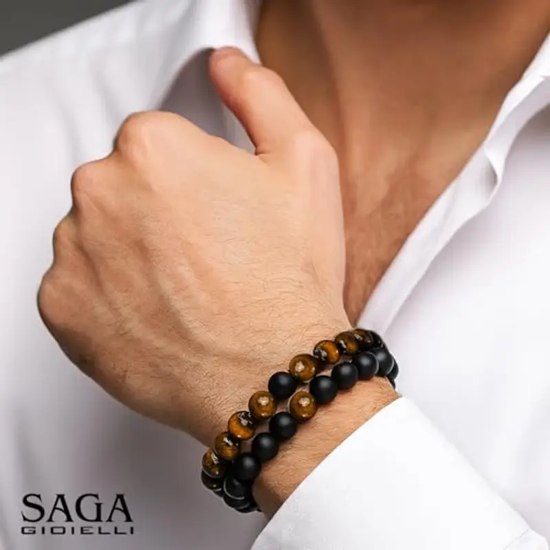 SAGA GIOIELLI Bracciali Uomo Nero 1597115 miniatura 3
