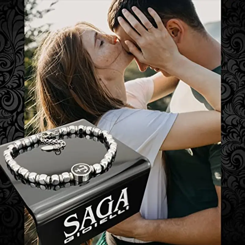 SAGA GIOIELLI® Bracciale Uomo in Acciaio Inossidabile con Ancora – Stile Nautico, Regolabile, Elegante e Resistente Confezione Regalo miniatura 3