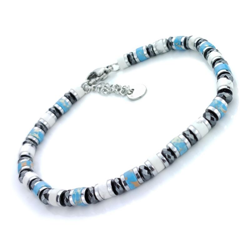 SAGA GIOIELLI Bracciale Pietre Dure Acciaio Uomo