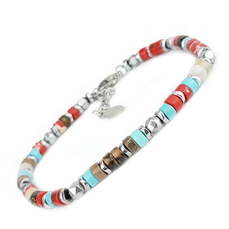 SAGA GIOIELLI Bracciale Uomo Pietre Dure Acciaio