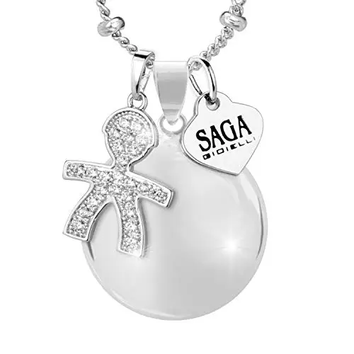 SAGA GIOIELLI® COLLANA CHIAMA ANGELI GRAVIDANZA BOLA MESSICANA CHARM CIUCCIO…