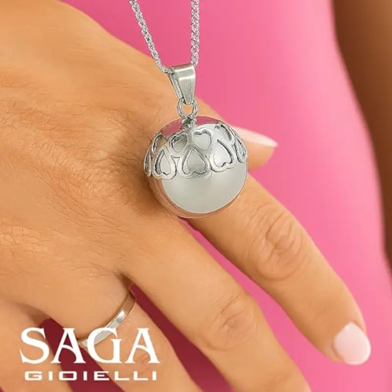 SAGA GIOIELLI - Collana Chiama Angeli Gravidanza Lunga con Ciondolo Richiamo Degli Angeli Gravidanza, Idee Regali per miniatura 3