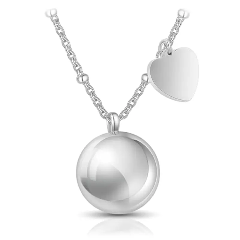 SAGA GIOIELLI - Collana Chiama Angeli Gravidanza Lunga con Ciondolo Richiamo Degli Angeli Gravidanza, Idee Regali per Donne Incinte come Porta Fortuna, Confezione Regalo (ARGENTATO SMALL 1,5 CM)