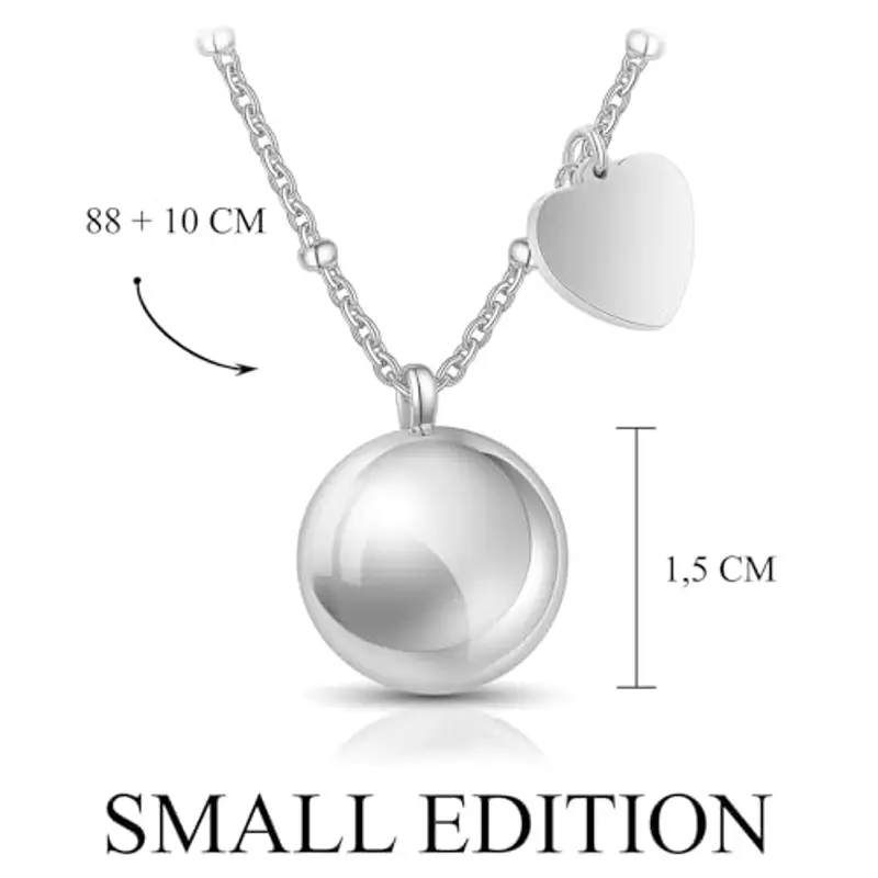 SAGA GIOIELLI - Collana Chiama Angeli Gravidanza Lunga con Ciondolo Richiamo Degli Angeli Gravidanza, Idee Regali per Donne Incinte come Porta Fortuna, Confezione Regalo (ARGENTATO SMALL 1, 5 CM) miniatura 2