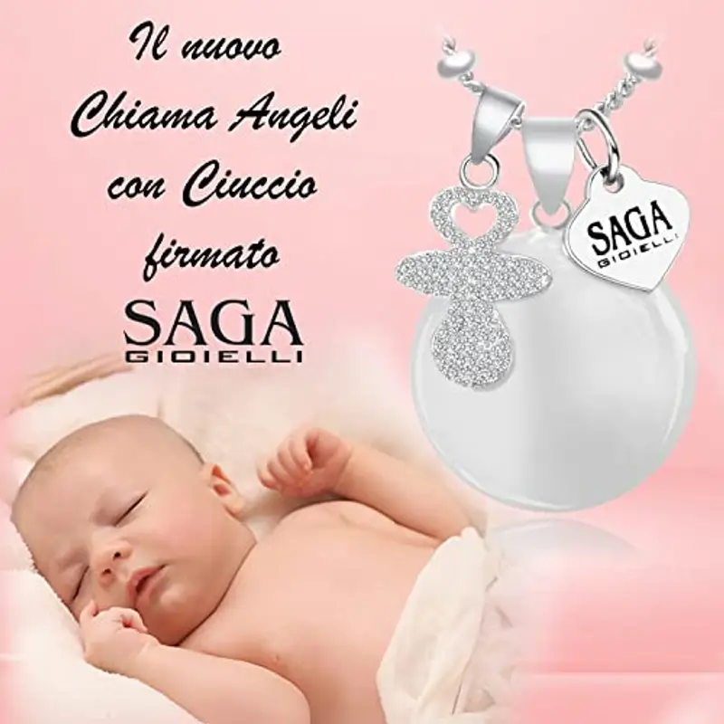 SAGA GIOIELLI Collana Chiama Angeli Gravidanza, Richiamo Degli Angeli, Collana Lunga Future Mamme, Charm Ciuccio miniatura 3