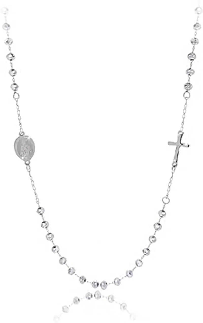 SAGA GIOIELLI COLLANA ROSARIO ACCIAIO CRISTALLI ARGENTATI
