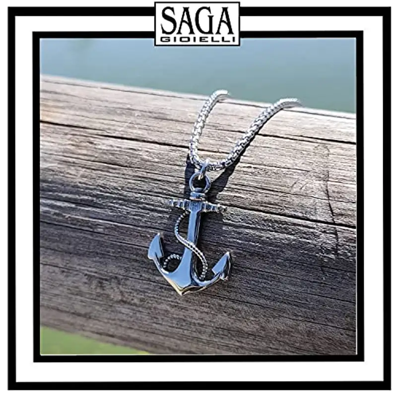 SAGA GIOIELLI® COLLANA UOMO ANCORA ACCIAIO miniatura 2